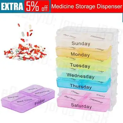 28 Slot 7-Day Pill Box Dispenser Medicine AM/PM Medication Organiser Weekly Case • $8.99