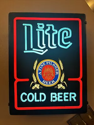 Vintage 1980's Miller Lite Cold Beer Neo Neon Wall Hanging Bar Lighted Beer Sign • $99.99