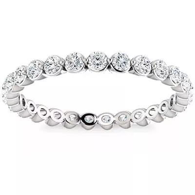 3/4 Ct TW Natural Diamond Eternity Ring Wedding Stackable Band 14k White Gold • $379.99