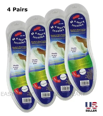 Lot 4 Pairs Memory Foam Shoe Insoles Unisex Insert Comfort Pads Foot Cushion Set • $11.99