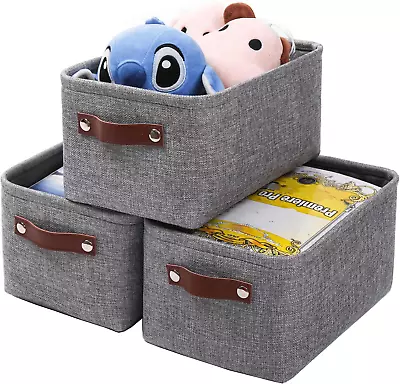 Mangata Set Of 3 Fabric Storage Boxes Small Storage Basket With Handles For • £22.57