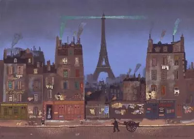 Michel Delacroix - Paris - Tour Eiffel La Nuit -original Lithograph-velin--1985  • $75