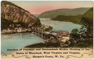 HARPERS FERRY WV Junction Potomac & Shenandoah Rivers West Virginia Postcard • $5.99