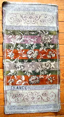 Antique Late 19c French Silk Tapestry Brocade Wall Hanging Floral Ornaments Mark • $99.99