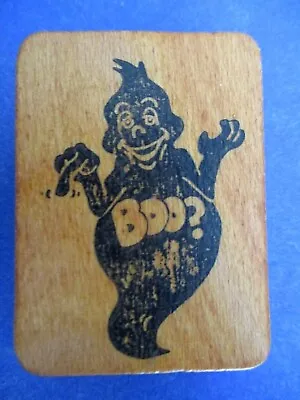 Halloween Monster Ghost Boo Comotion Rubber Stamp Wood Mtd Vintage • $7.95