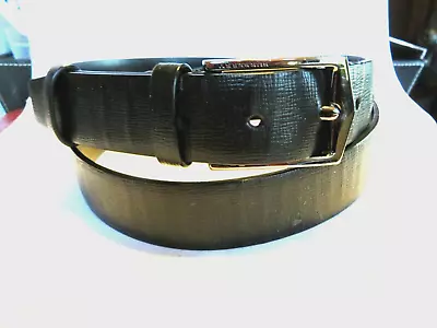 BURBERRY  SZ 36 Black Leather Dress Belt Wrinkled  1 1/4  Wide NEEDS REPAIRS 990 • $49.99