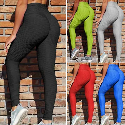 £6.99 • Buy Women Yoga Gym Anti-Cellulite Leggings High Waist Fitness Butt Lift Ruched Pants