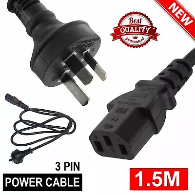 Appliance Power Lead Cable Cord 3 Pin Australian Plug To IEC-C13 Socket 240V 1.5 • $14.49