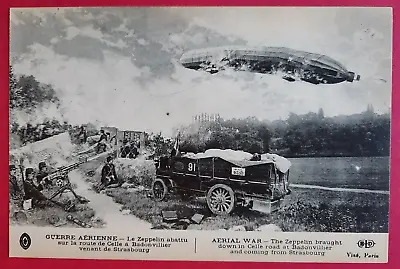Postcard WW1 Aerial War.Zeppelin Shot Down In Celle RoadBadonvillerN.E.France • £3.74