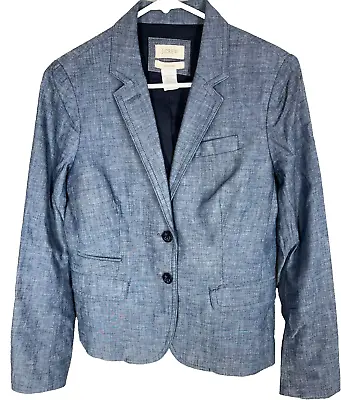 J. Crew Schoolboy Blazer Jacket Blue 2 Button Closure 70611 Womens Size 2 • $23.53