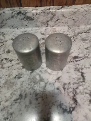 $5 • Buy Set Of Round Aluminum Salt & Pepper Shakers