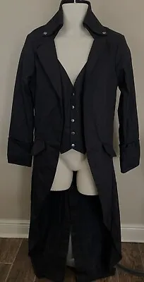 DarcChic Mens GOTHIC TAILCOAT JACKET S NEW Steampunk Victorian Coat+Vest Costume • $99.98