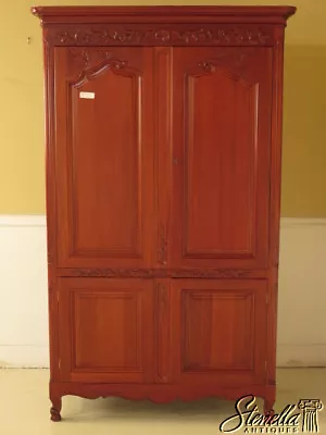 23613: Carved Mahogany French Style 4 Door Armoire Cabinet • $995