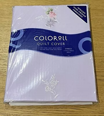 *NEW* Kimono Hand Finished Embroidery 'Coloroll' Lilac Single Bed Quilt Cover • £5