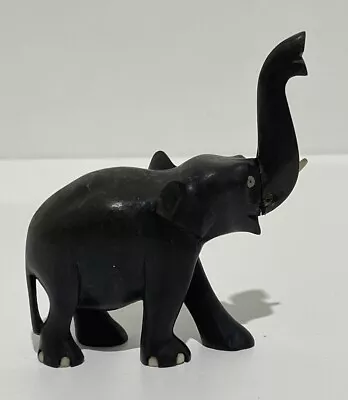 Small Vintage Wooden Elephant Unique Hand Carved Ornament • $12.31