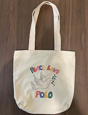 Polo Ralph Lauren Tote Bag Shoulder Canvas Peace Love Bird Olive Branch • $25