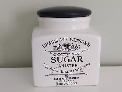 Charlotte Watson Country SUGAR Canister By Henry Watson Pottery Cream & Black . • £12