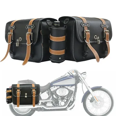 PU Leather Motorcycle Saddlebag Side Tool Luggage Bags For Yamaha Virago XV 250  • $79.78