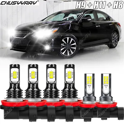 For Nissan Altima 2007-2018 LED Headlight Fog Light Bulbs H9 H11 White Combo Kit • $64.05