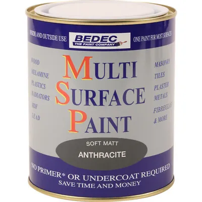 Bedec Multi Surface Paint Msp Soft Matt Anthracite 750ml • £17.09