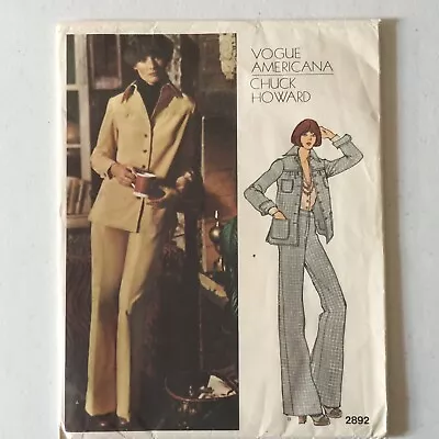 Vogue Americana Pattern 2892 Chuck Howard Sz Misses 12 Jacket Pants Uncut • $18.99