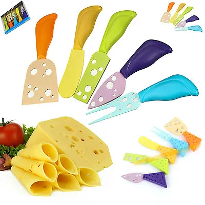 5 Piece Colourful Cheese Knife Set Non Stick Stainless Steel Gift Set • £5.99
