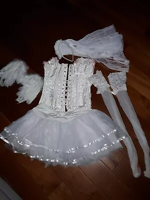 £29.99 • Buy Ladies Halloween Zombie Bride Costume Corset Tutu Stockings Veil Wings Size 8-14