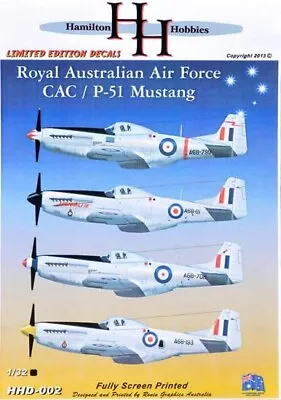 1/32 HAMILTON HOBBIES 32-002;  Royal Australian Air Force CAC /P-51 MUSTANG • $19.99