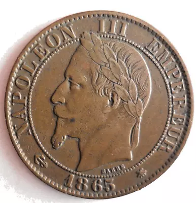 1865 FRANCE 5 CENTIMES - AU - Great Coin - Lot #A13 • $0.99