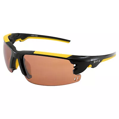 Maxx Wizard Golf Sports Sunglasses TR90 Black & Yellow Frame W/ HD Amber Lenses • $16.99