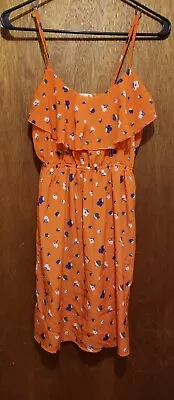 Soprano Dress Sleeveless Strappy Pleated Womens Size S Orange Floral (054) • $10