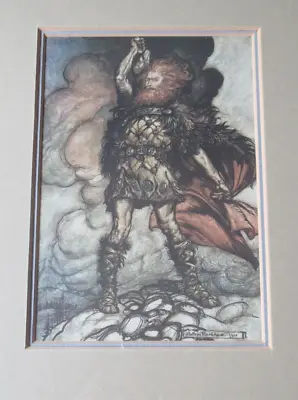 Antique 1910 ARTHUR RACKHAM Wagners Ring Cycle Lord Rings Interest Print Framed • £15