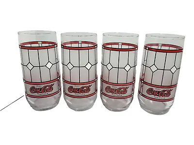 Coca Cola-Vintage Stained Glass Style Drinking Glasses Set Of 4 • $15