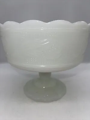 Vintage E.O. Brody Co. Milk Glass Pedestal Bowl M6000 Cleveland Ohio OH 5.5 Tall • $9.71