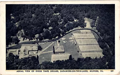 Aerial View Good Times Square Sagamore On Twin Lakes Milford PA Postcard 1950s • $7.96