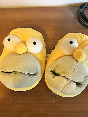 Homer Simpson Slippers 2001 Head Novelty Plush Yellow Size Size 7-8 • $25