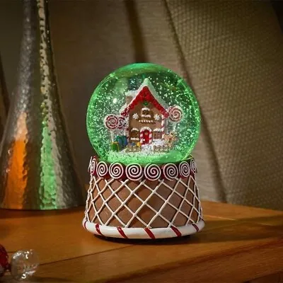 Christmas Snowglobe Musical Decoration LED Light Up Gingerbread House Ornament • £18.99