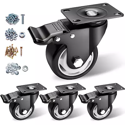 75Mm Castor Wheels Heavy Duty Castor Wheels Set Of 4 Swivel Plate Caster Wheel • $58.24