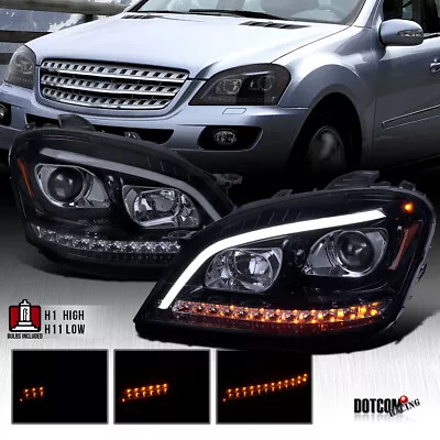 Fit 2006-2008 Benz W164 ML350 ML500 LED Strip Projector Headlights Black/Smoke • $329.99