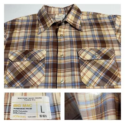 Big Mac Vintage JC Penney Plaid Workwear Shirt Loose Weave L • $24.95