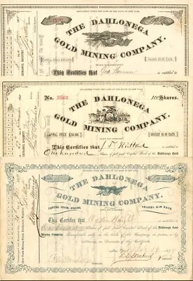 Set Of Three Dahlonega Gold Mining Co. - Stock Certificates - Group Of 3 Georgia • $430