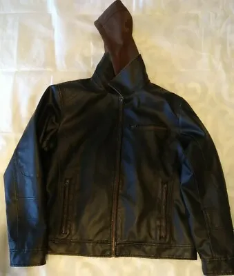 Black Rivet Faux Leather Jacket Mens Size-XLarge Hooded. • $39.95