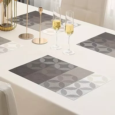 HOKIPO Pvc Placemats For Dining Table Set Of 4 - 45X30 Cm (Ar1182). • $25