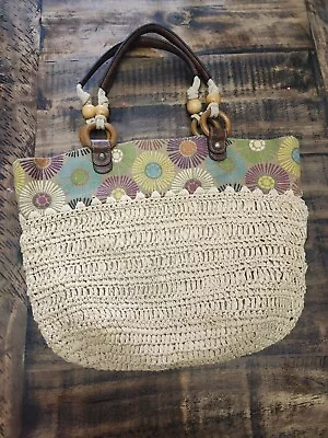 Vintage Fossil Straw Handbag Purse • $16