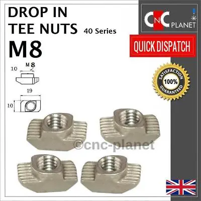 M8 Drop In Tee Nuts T-Nut 40 Series Aluminium Extrusion Profile T-Slot CNC 3D UK • £1.99