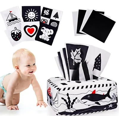 Baby Toys 0-6 Months Black And White Sensory Toys For Babies Tissue Box • £6.99