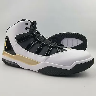Nike Air Jordan Max Aura Basketball Shoes White Gold Black AQ9084-107 Mens 12 • $209.88