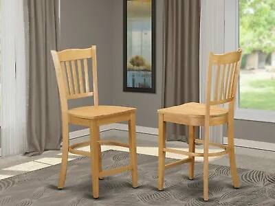 Set Of 4 Groton 24  Counter Height Chairs With Plain Wood Seat In Light Oak • $370