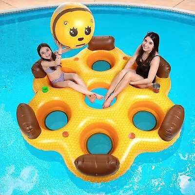6 Person Swimming Pool Float W/XL Beach Ball- Durable PVC-Fun For All Ages • $97.33