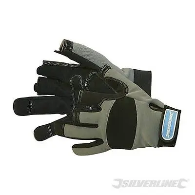 Silverline Part Fingerless Mechanics Gloves Synthetic Leather AP675288 Medium • £17.37